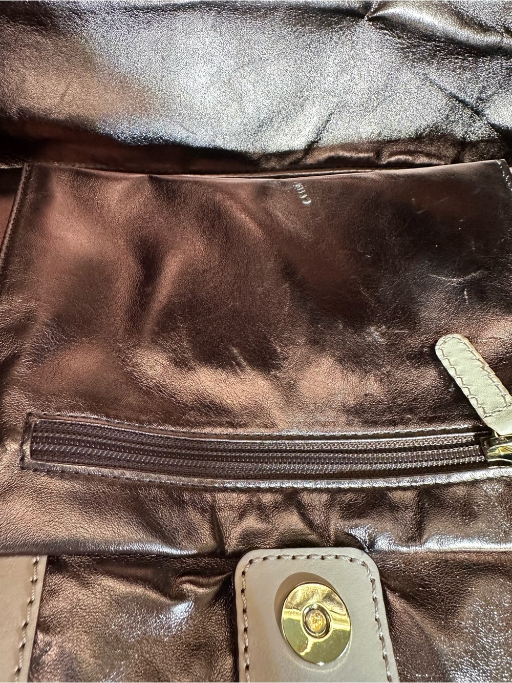 Michael Kors Grayson Cocoa Mirror Metallic Monogram Large Tote Bag - Picture 10 of 10